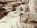 James Humphries sewing on board ship, 1851