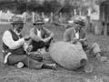 Making a hīnaki, early 1920s