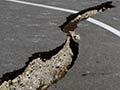 Road damage outside Kaiapoi Fire Station