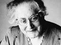 Myra Cohen at her loom at the Institute for the blind