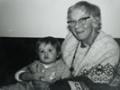 Freda Cook (right) with her great-niece Rachel Barnes, 1971
