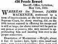 James Mackenzie's reward notice