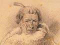 An 1845 pencil sketch of Te Rauparaha by Edward Abbott