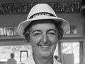 Elsie Hamer Wilkie with one of her many bowls trophies, 1974