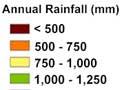 Mean annual rainfall, 1971–2000