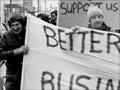 Strikers outside Alliance Textiles mill