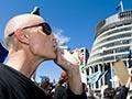 Smoking cannabis outside Parliament