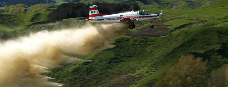 Aerial topdressing plane at work