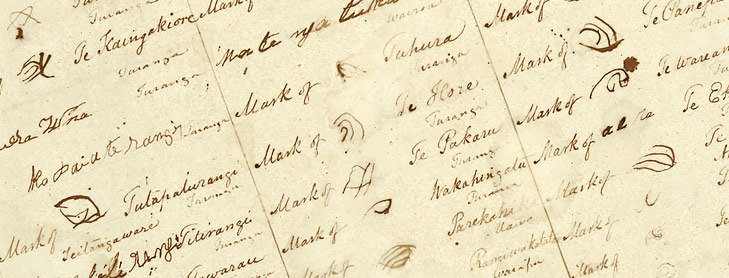 Detail from Treaty sheet showing signatures